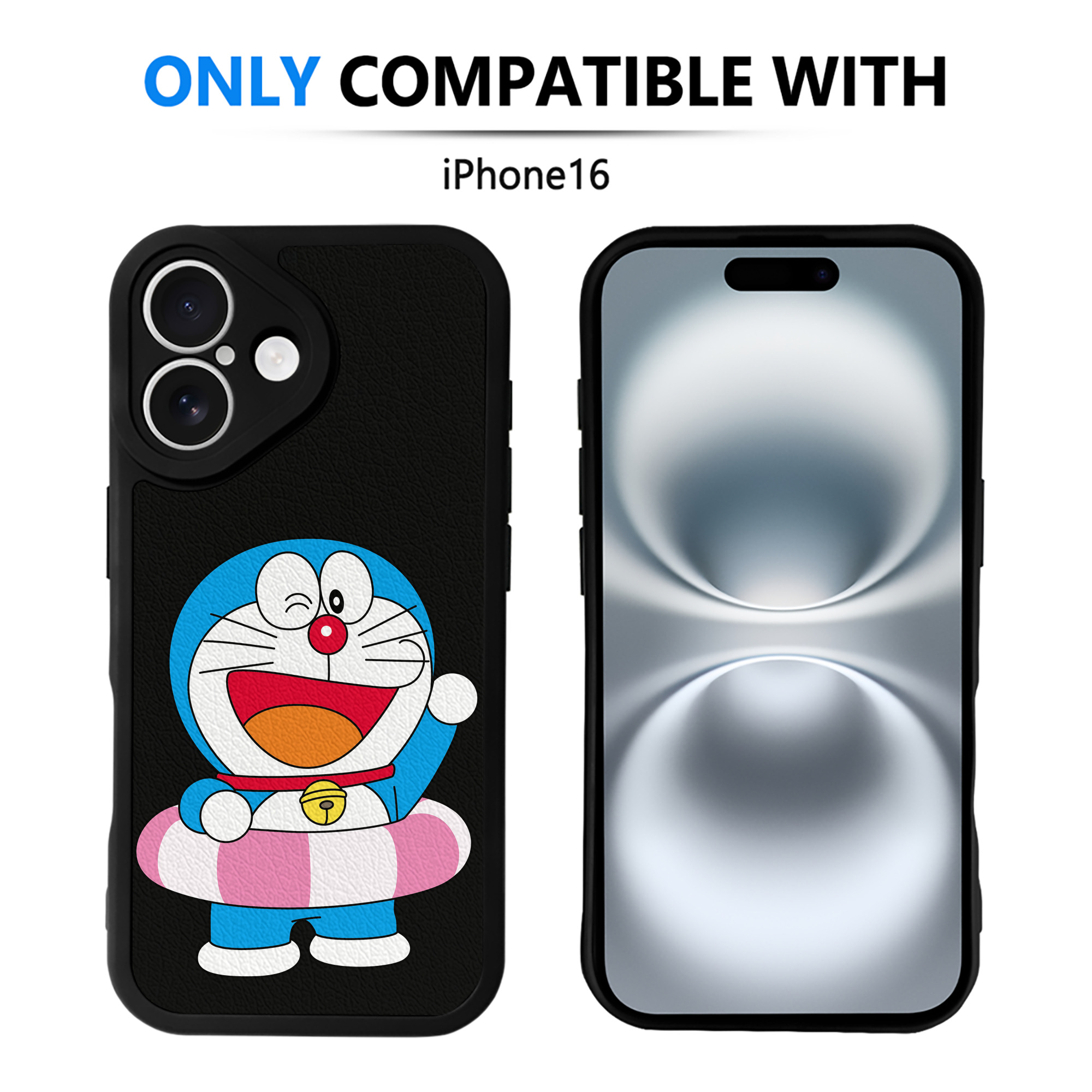 （画像用） ドラえもん Doraemon 【iPhone 16シリーズ対応】シリコンスマホケース（レザー調） 材質：シリコン
